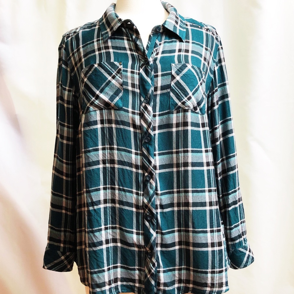 Christopher & Banks Plaid Button Down Shirt XL